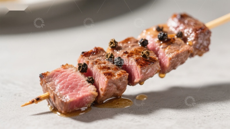 高清大图下载【趣麦麦图】烤牛肉串配黑胡椒粒