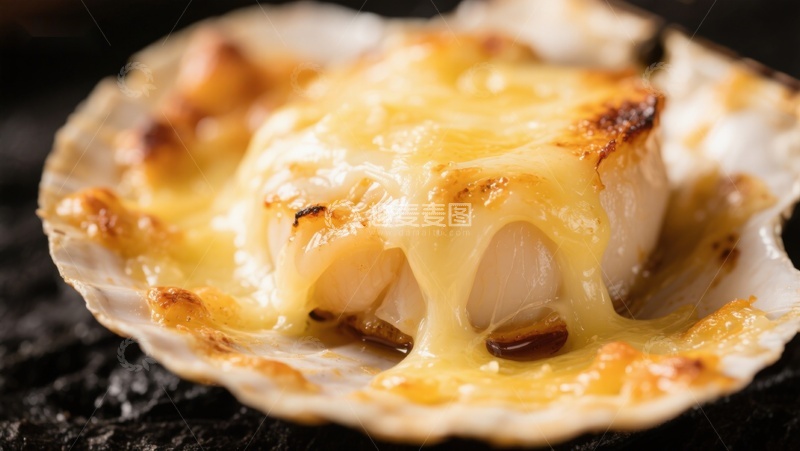高清大图下载【趣麦麦图】芝士焗扇贝，金黄诱人