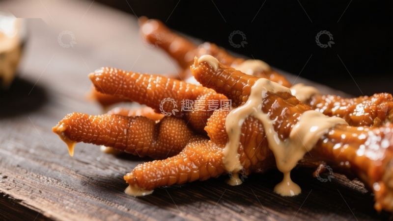 高清大图下载【趣麦麦图】酱汁淋鸡爪，美味诱人