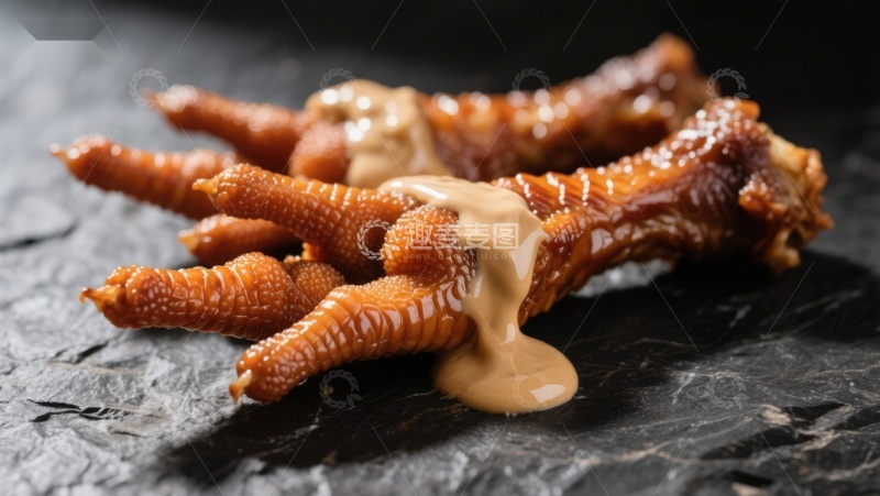 高清大图下载【趣麦麦图】酱汁鸡爪特写