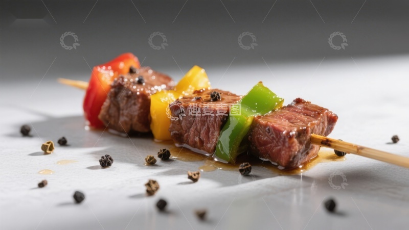 高清大图下载【趣麦麦图】美味串烧：牛肉与彩椒的完美结合