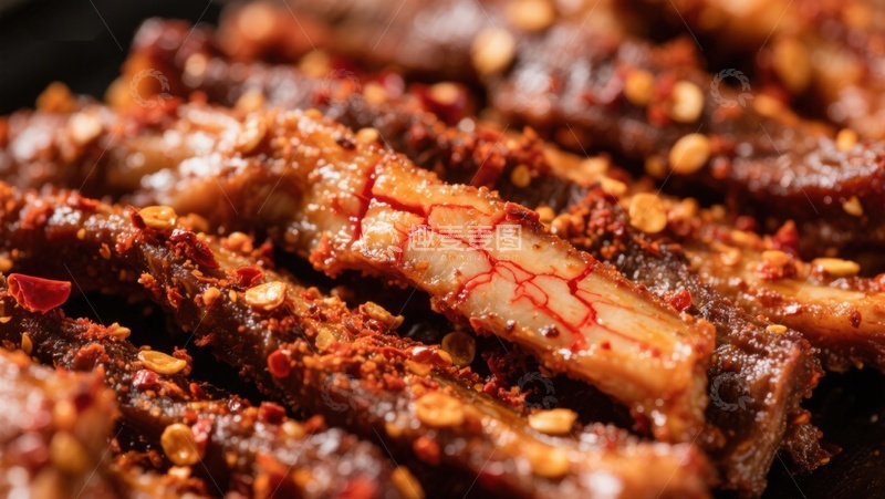 高清大图下载【趣麦麦图】麻辣排骨特写，诱人美食