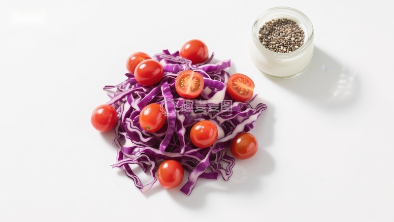 高清大图下载【趣麦麦图】紫甘蓝与樱桃番茄的健康沙拉