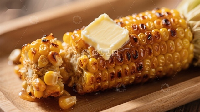 烤玉米配黄油，美味诱人