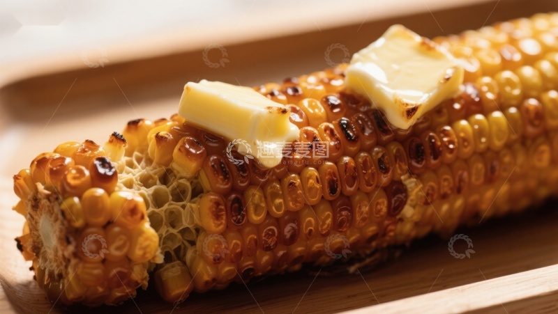 高清大图下载【趣麦麦图】烤玉米配黄油，美味诱人
