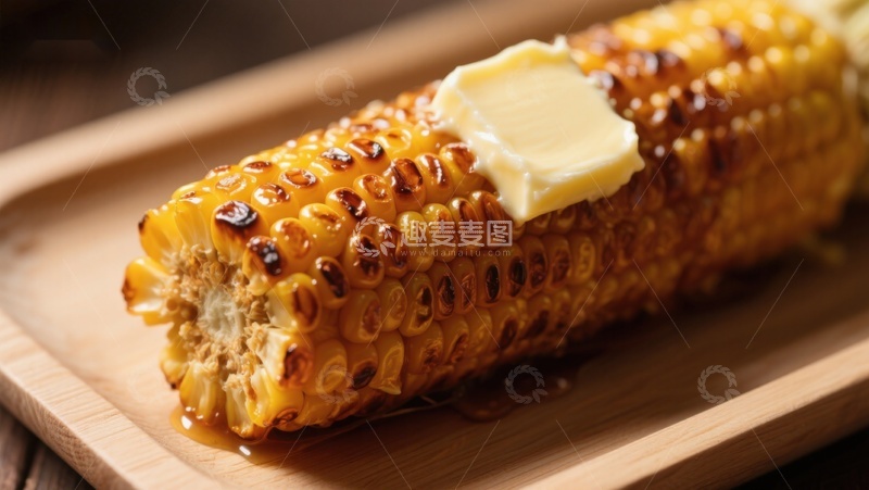 高清大图下载【趣麦麦图】烤玉米配黄油，美味诱人