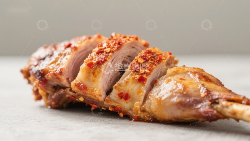 高清大图下载【趣麦麦图】香辣烤鸭切片特写