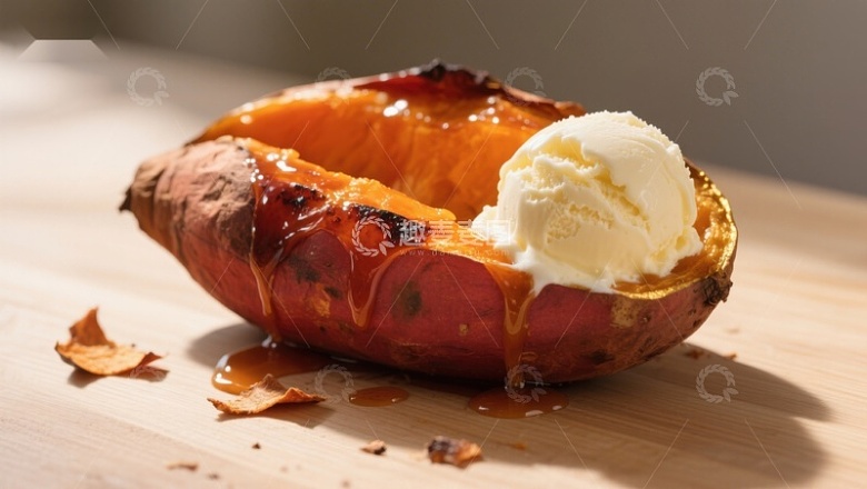 烤红薯配冰淇淋，甜蜜美味