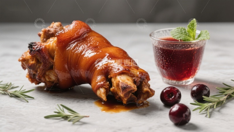 高清大图下载【趣麦麦图】烤猪蹄配樱桃汁与迷迭香