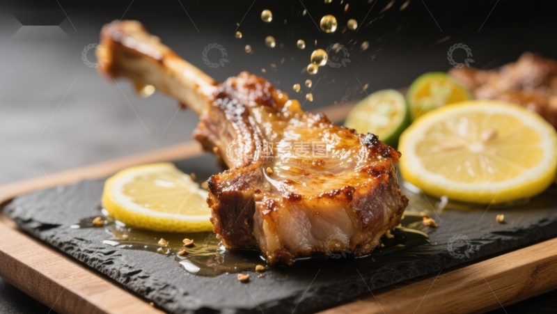 高清大图下载【趣麦麦图】柠檬汁浇灌的烤羊排