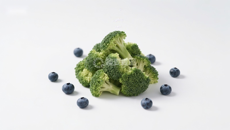 高清大图下载【趣麦麦图】新鲜西兰花与蓝莓的组合