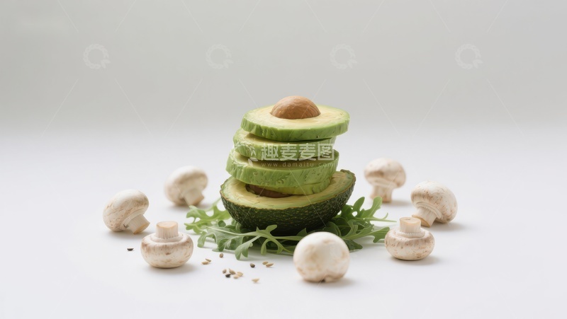 高清大图下载【趣麦麦图】切片牛油果与蘑菇的清新组合