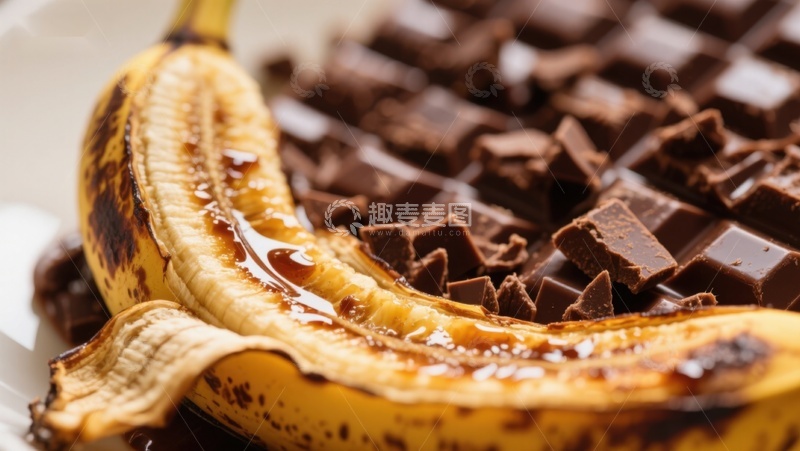 高清大图下载【趣麦麦图】香蕉巧克力甜点特写