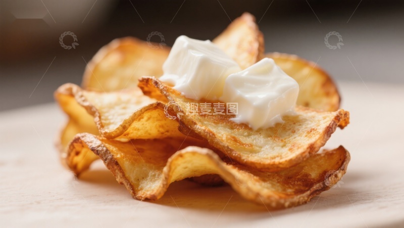 高清大图下载【趣麦麦图】酥脆薯片配酸奶油