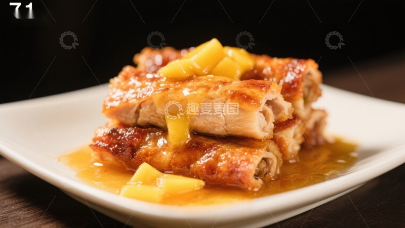 高清大图下载【趣麦麦图】香煎鸡肉配菠萝酱