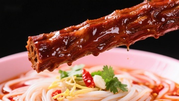 麻辣鸭脖搭配米粉的美味瞬间