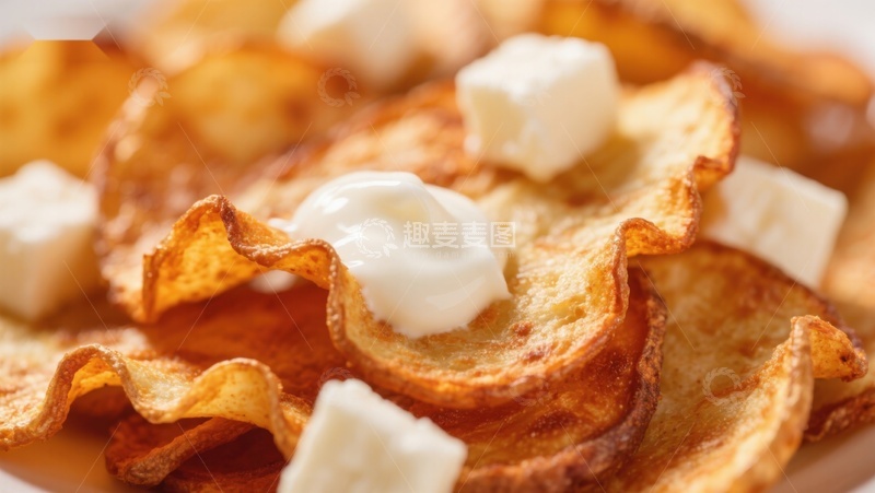 高清大图下载【趣麦麦图】薯片配酸奶油和奶酪块