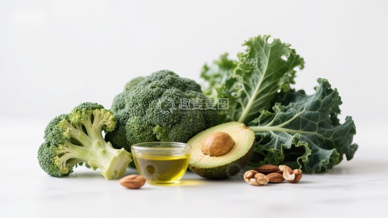 高清大图下载【趣麦麦图】新鲜蔬菜与坚果的健康组合
