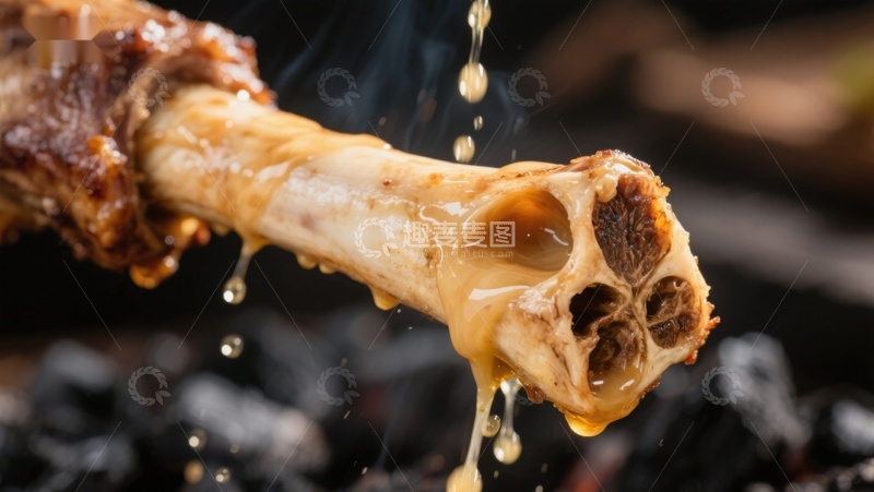 高清大图下载【趣麦麦图】美味骨髓滴落，香气四溢