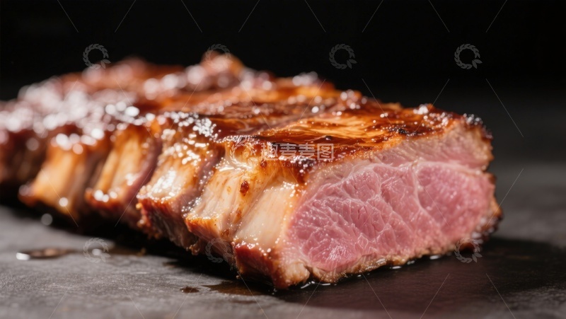 高清大图下载【趣麦麦图】烤制多汁的肋排特写