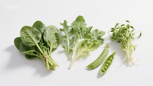 新鲜绿色蔬菜与豌豆荚展示