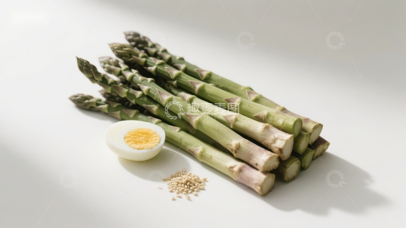 高清大图下载【趣麦麦图】芦笋配鸡蛋与芝麻