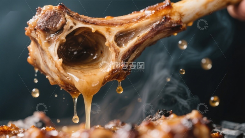 高清大图下载【趣麦麦图】美味烤骨髓，热气腾腾滴落