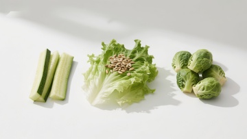 新鲜蔬菜组合：黄瓜、生菜与布鲁塞尔芽