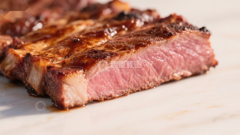 高清大图下载【趣麦麦图】烤制多汁的牛排特写