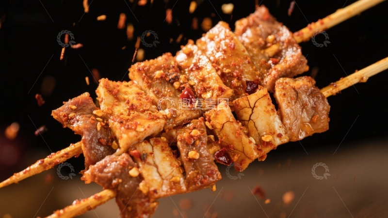 高清大图下载【趣麦麦图】香辣烤肉串，诱人美味