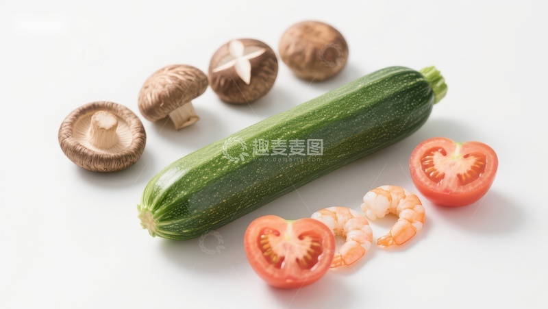高清大图下载【趣麦麦图】新鲜蔬菜与虾仁的组合