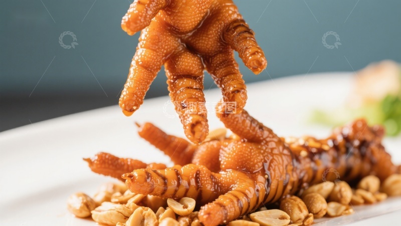 高清大图下载【趣麦麦图】美味鸡爪配花生，诱人美食特写