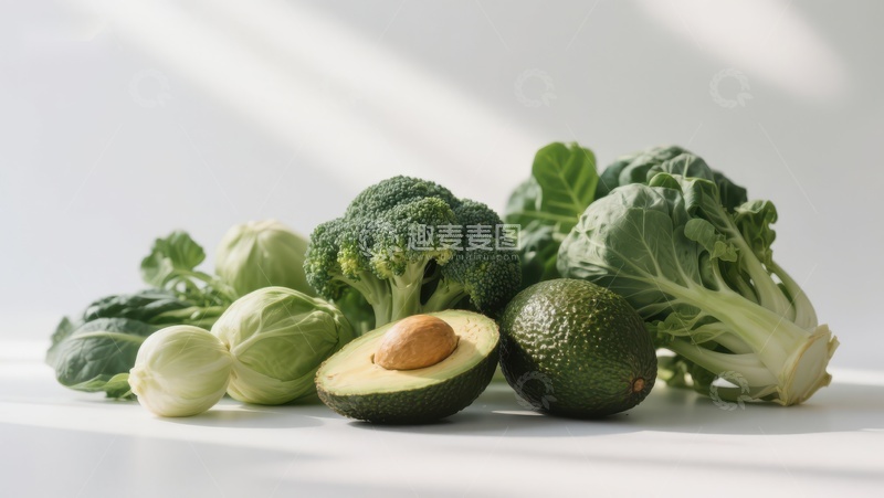 高清大图下载【趣麦麦图】新鲜绿色蔬菜与牛油果特写