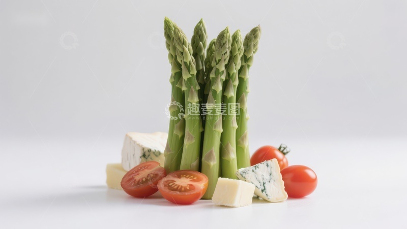 高清大图下载【趣麦麦图】芦笋配樱桃番茄与奶酪