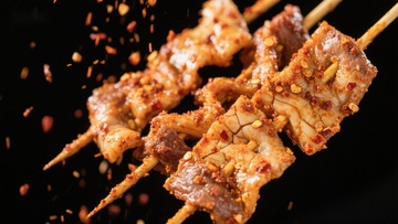 麻辣串烧肉，香辣四溢