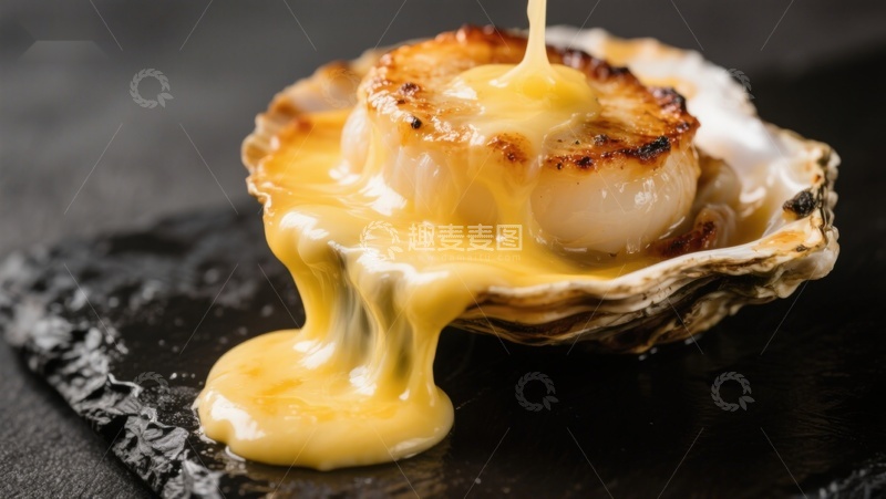 高清大图下载【趣麦麦图】煎制扇贝配浓郁酱汁