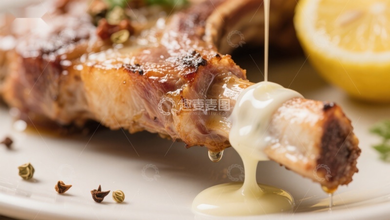 高清大图下载【趣麦麦图】柠檬汁浇灌的烤肉串特写