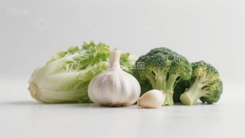 高清大图下载【趣麦麦图】新鲜蔬菜与大蒜的组合