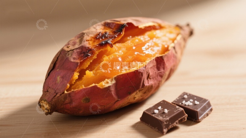 高清大图下载【趣麦麦图】烤红薯配巧克力，甜咸美味组合