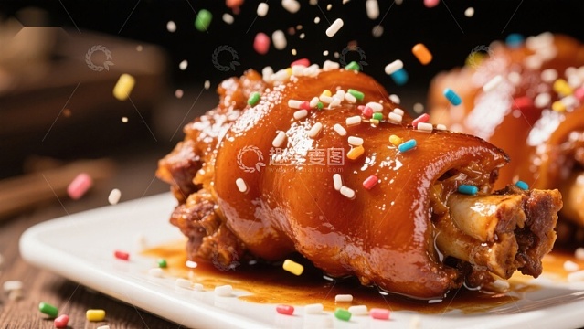 美味猪蹄配彩色糖粒