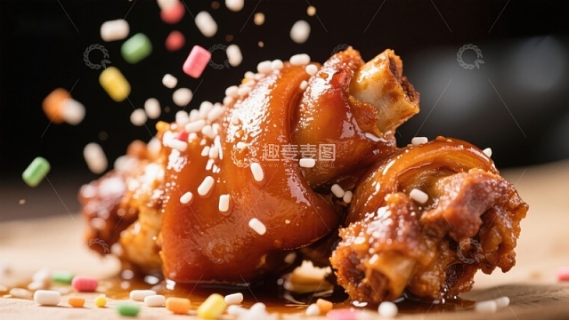 美味猪蹄配彩色糖粒