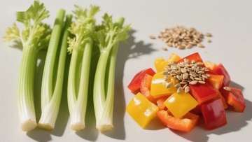 新鲜芹菜与彩椒及葵花籽的组合