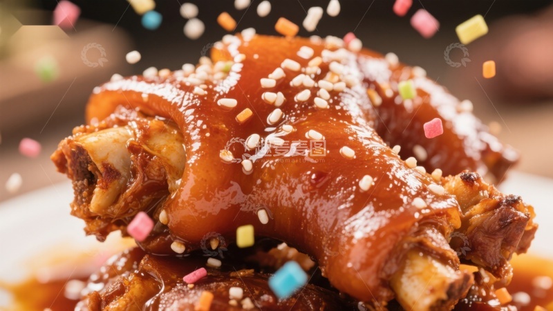 高清大图下载【趣麦麦图】酱香猪蹄配彩色洒粒