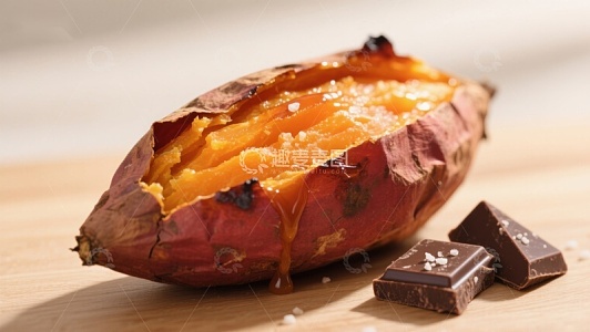 烤红薯配巧克力，撒盐点缀