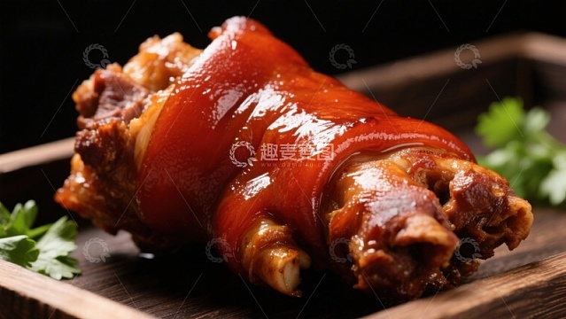 美味烤猪蹄，色泽诱人