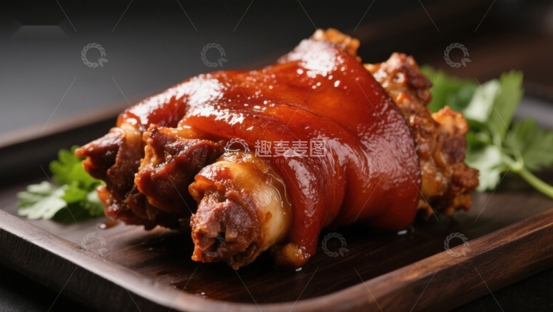 高清大图下载【趣麦麦图】红烧猪蹄，色泽诱人美食