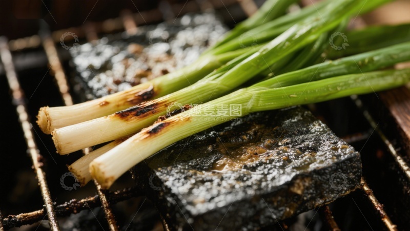 高清大图下载【趣麦麦图】烤制的海苔与葱段