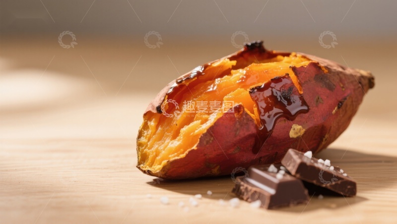 高清大图下载【趣麦麦图】烤红薯配巧克力与海盐
