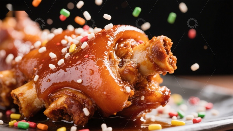 高清大图下载【趣麦麦图】酱汁猪蹄配彩色糖粒