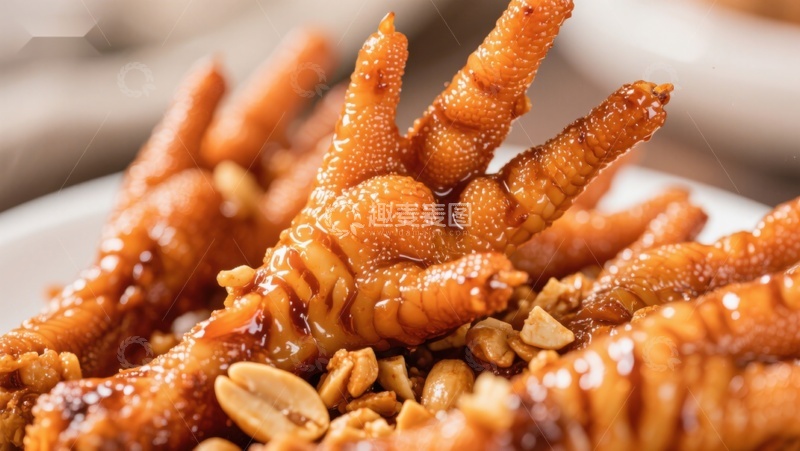 高清大图下载【趣麦麦图】美味卤鸡爪配花生